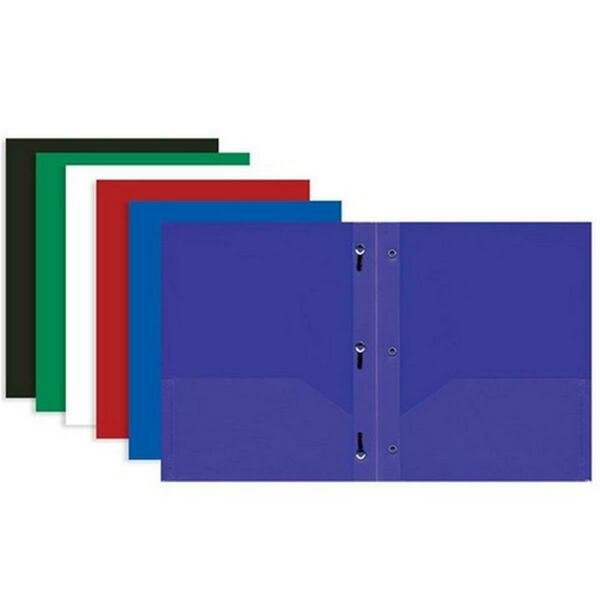 Bazic Products Bazic BAZIC Solid Color 2-Pockets Poly Portfolio w/ 3 Prongs, 48PK 3159